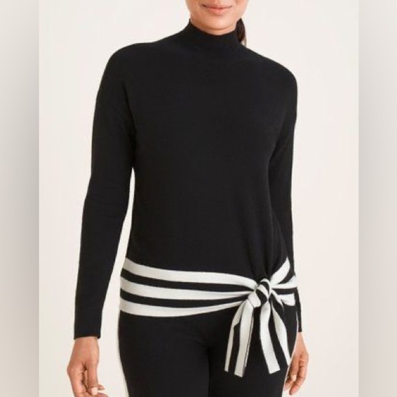 STYLEWE Black and White Cowl Neck Sweater with Striped Detail - Picture 1 of 3